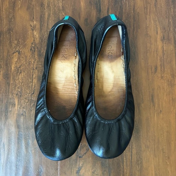 TIEKS by Gavrieli Slip-On Ballet Flats in Black Leather Foldable - Picture 2 of 9